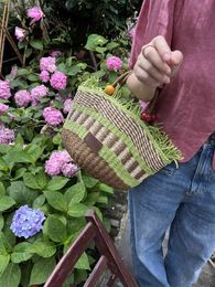 Beach Bags shopping storage bag wood fruit weaving hand-made fruit picnic basket Beaded holiday bag