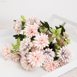 Faux Floral Greenery Luxury Art Silk Flowers For Home Wedding Decorations Table Arrangement Accessories Small Bouquet Dandelion Fake Flower J220906