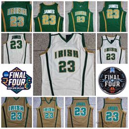 St. Vincent Mary High School Irish LeBron 23 James Jerseys Basketball Shirt Green White College James Stitched Jersey embroidery 2022 NCAA
