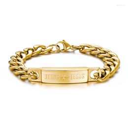 Link Bracelets Stainless Steel JESUS Cross Chain For Men Jewelry Drop
