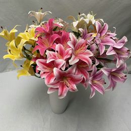 Faux Floral Greenery 3D 9 Heads Small Lily Pu Feel Simulation Flower Wedding Home Decoration Flowers Fake Flower J220906