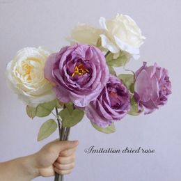 Faux Floral Greenery In Wind Imitation Dried Flower Glue Edge Rose Artificial Flower Rose Fake Bouquet Flowers Home Decoration Flower J220906