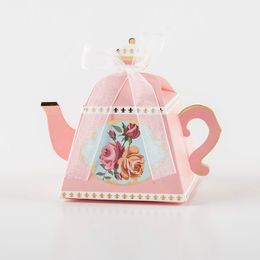 Gift Wrap 20/50pcs/lot Teapot design Dragees Box Candy Gift Boxes Packaging Cardboard Box for Birthday Wedding Event Party 220906