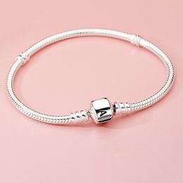 Classic Clasp Women Men Charm Bracelet Real Sterling Silver Snake Chain Party Jewellery Original Box For pandora girlfriend Gift Beads Bracelets