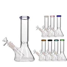 Smoking Accessories height 20cm Glass Mini Bottom Beaker Bong Hose Fittings dab Oil Rig Bubbler Smoking Hookah silicone pipe