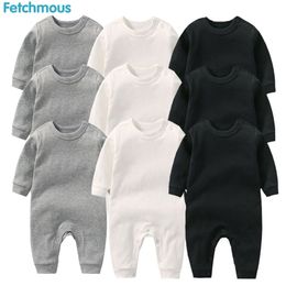 Rompers Baby Boys Rompers Roupa De Bebes Long Sleeve Winter Soft Cotton Girls Clothes Born Clothing Solid kids outfit jumpsuit 220905