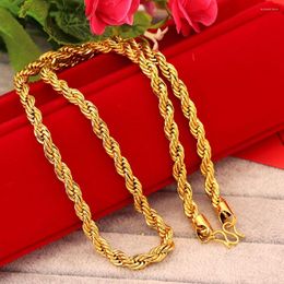 Chains 4mm/5mm/6mm Rope Chain Link 24ct Yellow Gold Filled Twisted Womens Mens Necklace 60cm Long