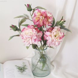 Faux Floral Greenery Artificial Peony Flowers Large Silk Long Branch Bouquet Christmas Living Room Home Table Decorations Fake Plants Wedding Arrange J220906