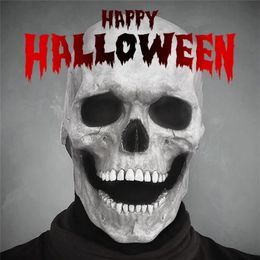 Maschere per feste Decorazione Halloween Full Head Skull Comfort Latex Costume Horror Duty Helmet Puntelli mobili per mascelle