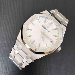 Luxury Mens Mechanical Watch Roya1 0ak Series White Face 15500st 1220st. 04 Swiss es Brand Wristwatch