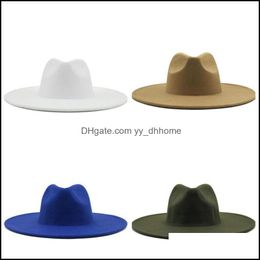 Wide Brim Hats 9Cm Wide Brim Hats Top Hat Jazz Formal Men Women Panama Cap Felt Fedora Caps Lady Man Woman Trilby Chapeau Fa Yydhhome Dhssk