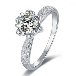 Cluster Rings AnuJewel 1ct D Color Moissanite Diamond 18K Gold Plated Luxury Flower Engagement Wedding Wholesale