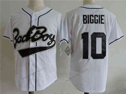 Baseball New Biggie Smalls 10 Bad Boy Black White Baseball Jersey Cheap Badboy Biggie Smalls Jerseys 100% Stitched S-3XL Fast