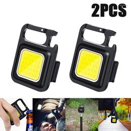 Flashlights Torches 2pcs Mini LED Working Light Portable Pocket USB Rechargeable Key Lantern Camping Outside Hiking COB