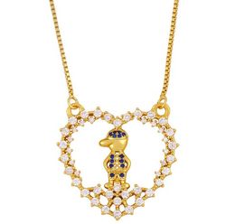 Jewellery Necklaces Pendants boy girl heart chain necklace Zirconia Jewellery Cubic Crystal Cz Fashion Charm jew45