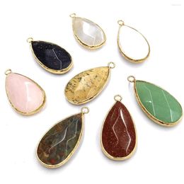 Pendant Necklaces Natural Stone Rose Quartzs Agates Pendants Water Drop Shape For Jewellery Making Diy Necklace Accessories Size 17x33 Mm