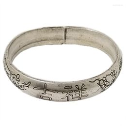 Bangle Antique Silver Plated Chinese JI XIANG Bracelet As Shown In The Picture #SQ024