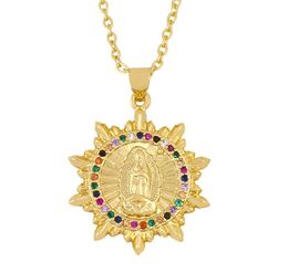 Jewelry Necklaces Pendants Virgin Mary round chain necklace Zirconia Jewelry Cubic Crystal Cz Fashion Charm