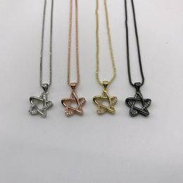 Pendant Necklaces 5pcs/lot Necklace Clear CZ Metal Plated Micro Pave Star Shape Jewelry