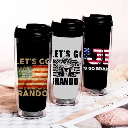 Lets Go Brandon Tumblers Double-layer Fashion Plastic Cup Portable FJB Water Cups