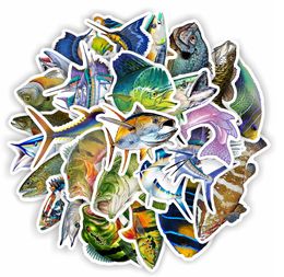 50Pcs-Pack hobby sea fishing fish Stickers Wholesale Vinyl Sticker Waterproof Laptops Car Scrapbooking Water Bottle Guitar Box Skateboard JDM Luggage Decal