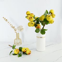 Faux Floral Greenery 2 Pcs 4 Heads Riped Apple Branch With Leaves Artificial Fruits For Home Garden Decoration J220906