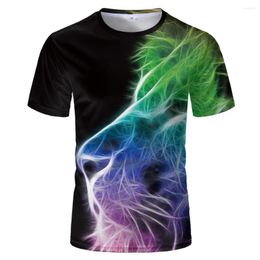 Herren T -Shirts Mode fluoreszierende Löwe 3D bedruckte Hemd Cool Tiermuster Sommer Kurzarm Tops Herren Tshirt Boy Girl Tees lässig
