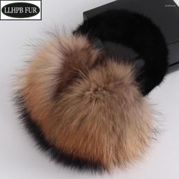Berets 100% Natural Real Fur Earmuffs Winter Women Warm Plush Big Ear Muff Russia Soft With Mink Earflaps