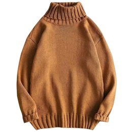 Men's Sweaters Men Turtleneck Sweater Winter Thick Warm Loose Solid Colour Korean Style Casual Knitter Pullovers Hip Hop Harajuku Sweaters 220906