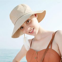 Wide Brim Hats Ultraviolet-proof Foldable Sun Hat Summer Sunscreen Sunshade Women Cap Lady Fashionable Beach Visor Casual Cool Caps H6618