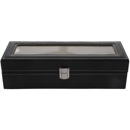 leather watch cases for men UK - Watch case Leather watch box Jewelry box Gift for men 6 compartments - Black274T