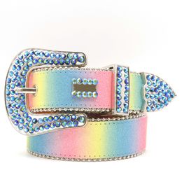 2023 Designer Bb Belt Simon Belts for Men Women Shiny diamond belts on Black Blue white multicolour gift