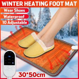 Carpets 220V 10 Gears Foot Warmer Electric Heating Mat 11.8 X 19.69 In Waterproof Feet Heater Pad Carpet Thermostat Warming Tools