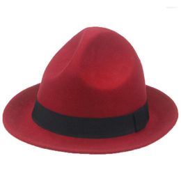 Berets Fedoras Wool Hat For Women Solid Red Black Soft Cowboy Cowgirl Wedding Pos Panama Hats Sombrero Mujer