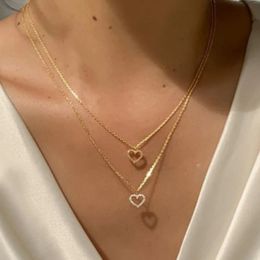 New Trendy Multilayer Heart Necklace for Women Fashion Gold Silver Colour Geometric Chain Collar Necklace Jewellery Gift