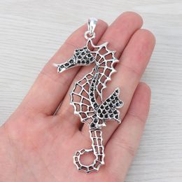 Pendant Necklaces 3 X Tibetan Silver Hollow Large Seahorse Hippocampus Charms Animal Pendants For Necklace Jewellery Making Findings 94x39mm