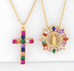 Jewellery Necklaces Pendants Virgin Mary cross chain necklace Zirconia Jewellery Cubic Crystal Cz Fashion Charm r6i