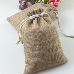 Gift Wrap 50pcs Vintage Natural Burlap Hessia Gift Candy Bags Wedding Party Favour Pouch Birthday Supplies Drawstrings Jute Gift Bags 220906