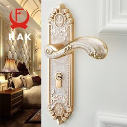 Door Locks KAK European Style Mute Room Handle Fashion Interior Knobs Luxurious Anti-Theft Gate Furniture Hardware 220906