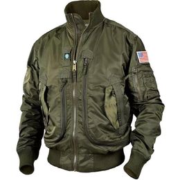 Mens Jackets Cool Army Tactical Stand Collar Flight Jean Winter Bomber Combat 220906