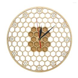 Wall Clocks Hexagon Wooden Clock Honeycomb Sacred Geometry Comb Modern Mandala Watch Bee Lover Keeper Room Deco Gift Silent Sweep