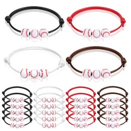 Charm Bracelets Baseball Party Favours Black Red White Brown Wristbands Beads Adjustable Inspirational Sport Ball Bracelet For Bdehome Amd6J