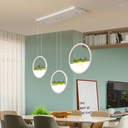 Pendant Lamps Creative Led Chandelier For Bed Room Dining Simulated Green Plants Modern Lighting Lamp Hanging ZM1028