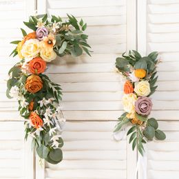 Faux Floral Greenery Artificial Wedding Flower Row Luxury Decoration Large Diy Bow Garland Plant Arrangement Home Garden Party Background Wall Decor J220906