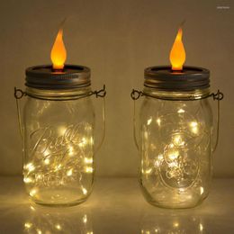 Strings Fairy LED Light Solar Lamp String Mason Jar Bottle Cap Lid Insert 10LEDs 20LEDs Copper Wire Garden Decoration Candle