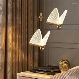 Pendant Lamps Arrival Nordic Bedside Butterfly Chandelier Luxury Loft Lamp Modern Minimalist Bedroom Crystal Lights Restaurant Art Decor