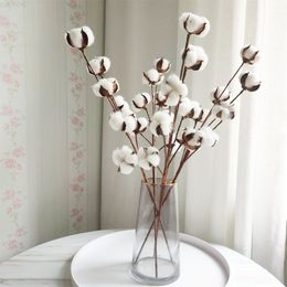 Faux Floral Greenery Simulation Flowers 7 Natural Cotton Branches Manufacturers Home Decoration Wedding HandHero Flowers Plant Wall Fake Flower J220906