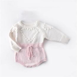 Rompers 0-24M Autumn Winter Infant Kid Baby Girl Knitted Clothes Romper Jumpsuit Outfits 220905