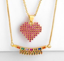 Jewelry Necklaces Pendants rea heart chain necklace Zirconia Jewelry Cubic Crystal Cz Fashion Charm ej456