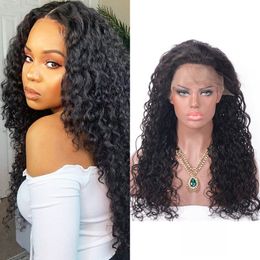 13x4 HD Transparent Lace Front Wigs 130% PrePlucked Brazilian Water Wave Human Hair Wig 8-24 inch